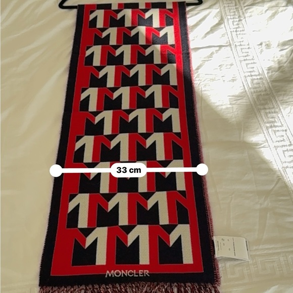 Moncler Red and Dark Blue Geometric Scarf - Picture 11 of 11